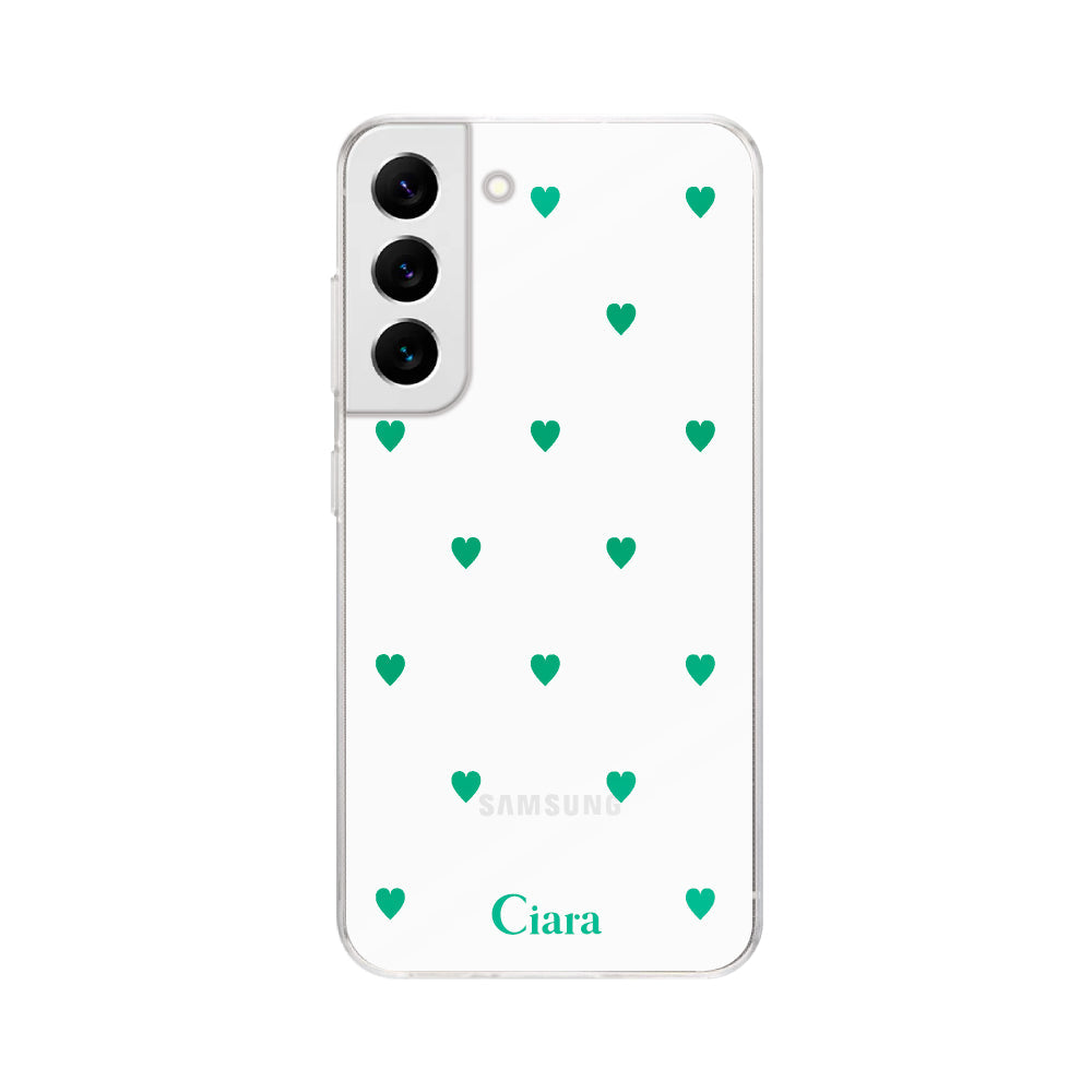 GalaxyS22ケース クリアケース カラーハート グリーン