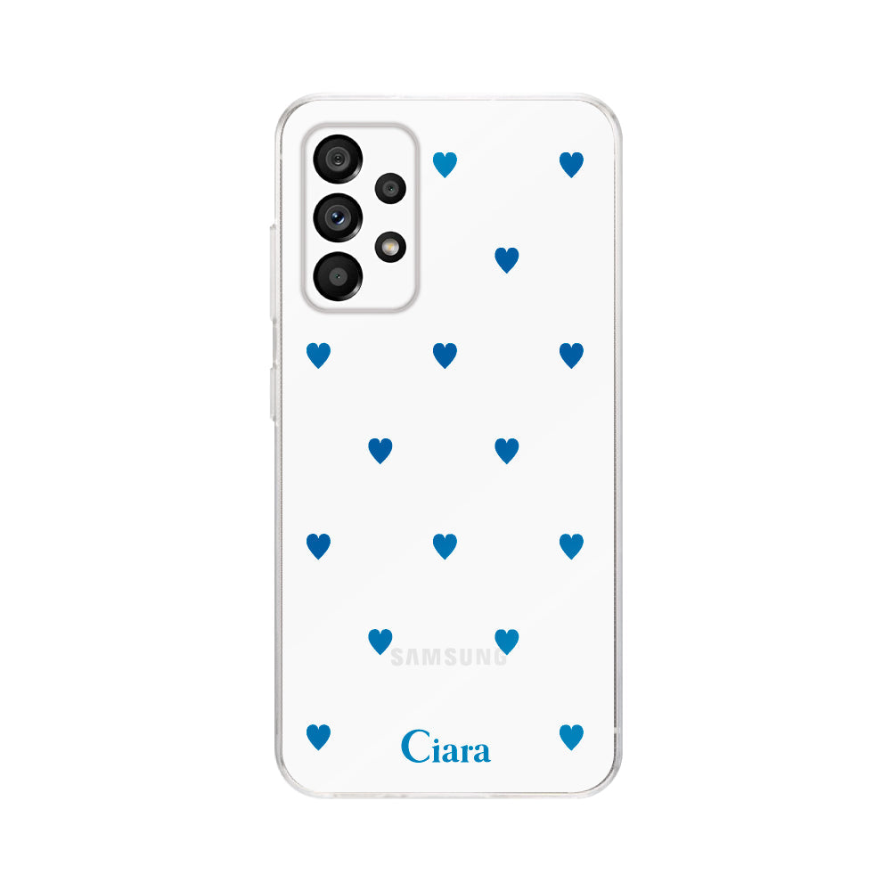GalaxyA53ケース クリアケース カラーハート ブルー