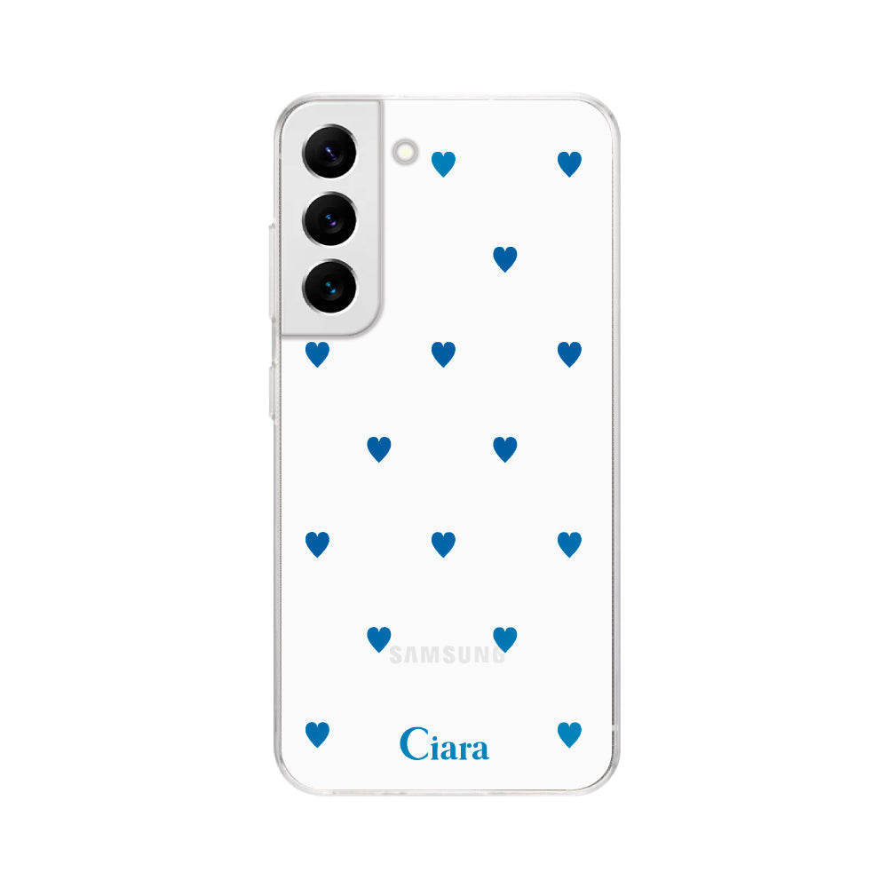 GalaxyS22ケース クリアケース カラーハート ブルー
