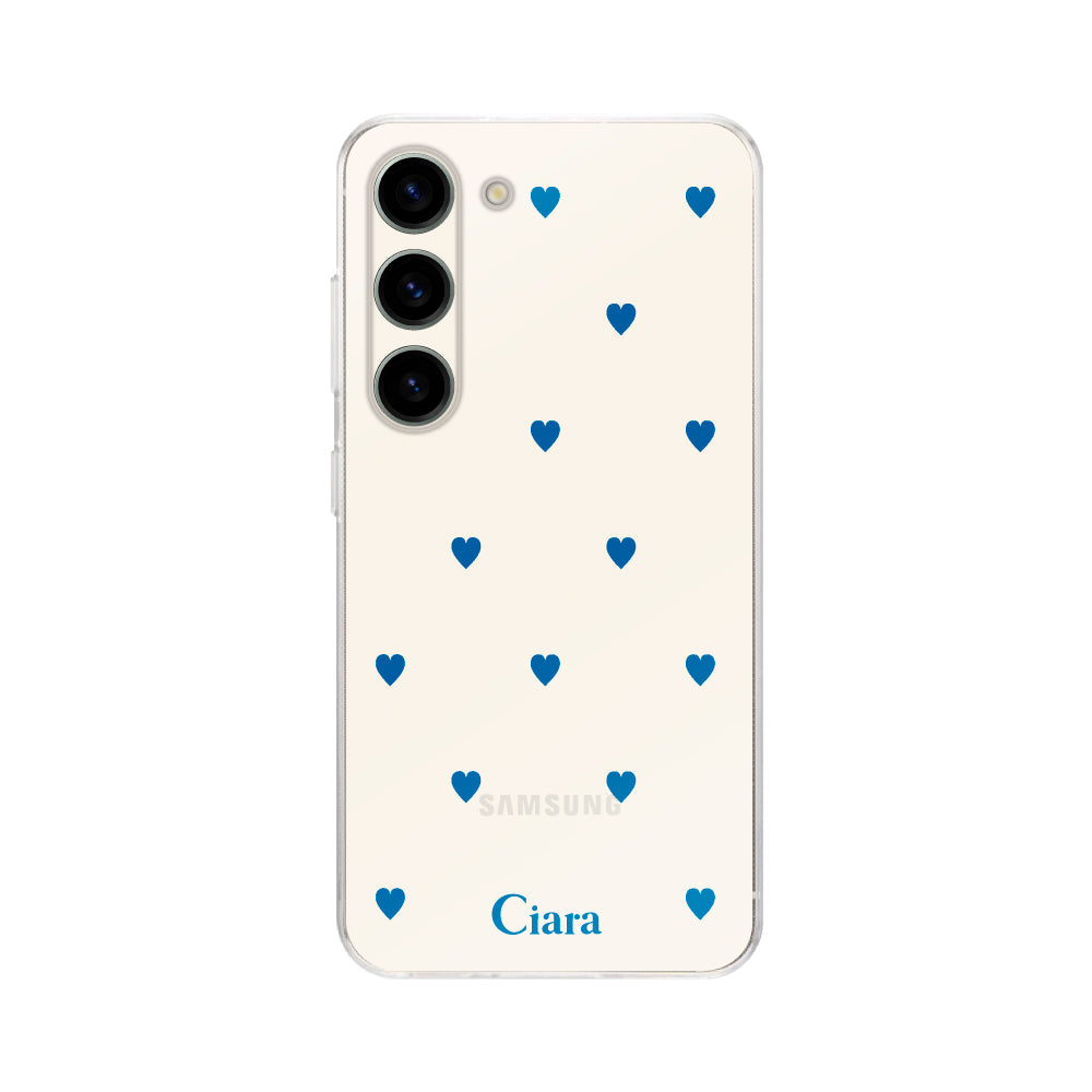 GalaxyS23ケース クリアケース カラーハート ブルー