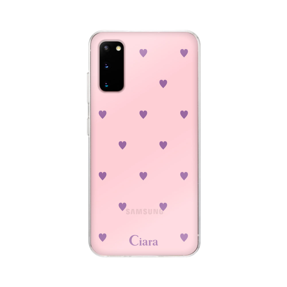GalaxyS20ケース クリアケース カラーハート パープル