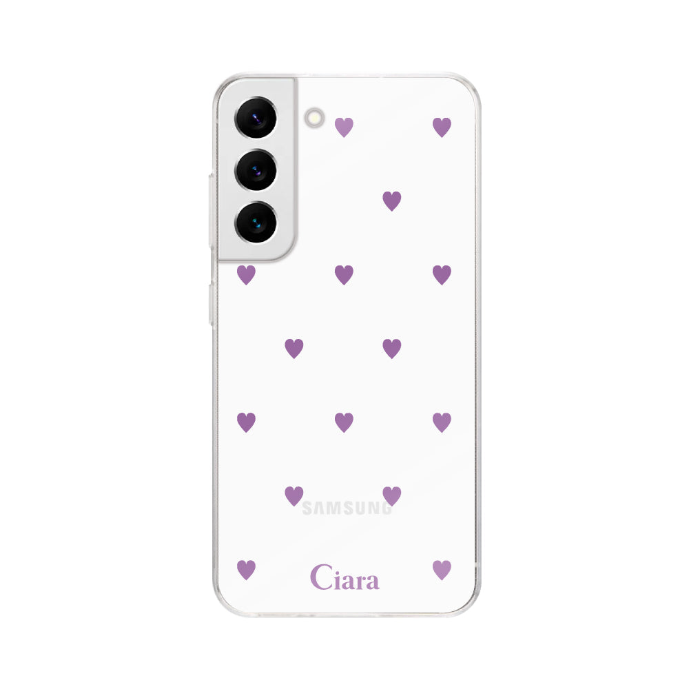 GalaxyS22ケース クリアケース カラーハート パープル