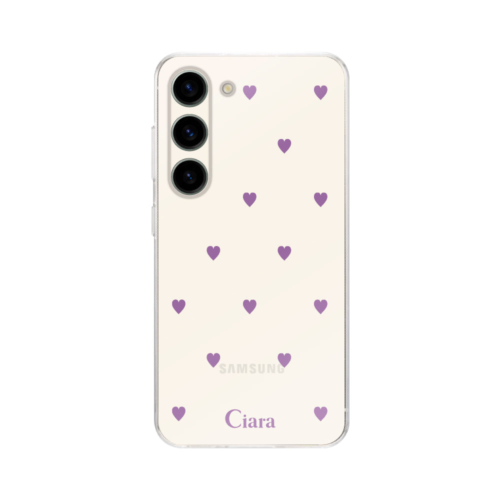 GalaxyS23ケース クリアケース カラーハート パープル