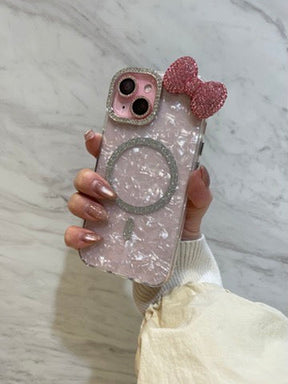 ビジューカメラフレームマグセーフクリアケースカスタム