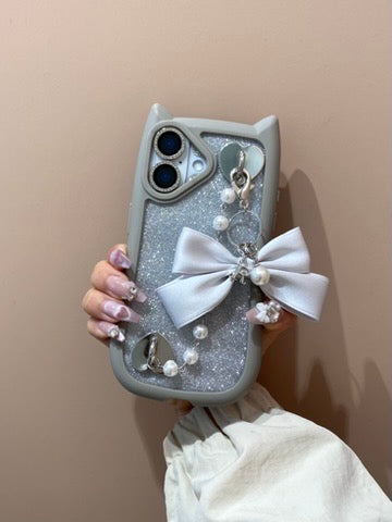 ネコミミ耐衝撃グリップクリアケースカスタム