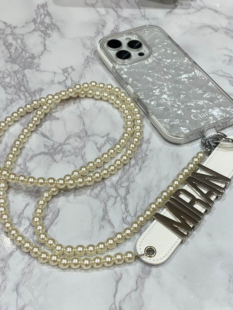 ホワイトバンドレザーパールショルダーカスタム