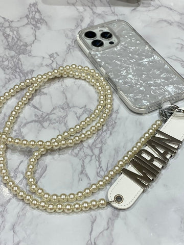 ホワイトバンドレザーパールショルダーカスタム