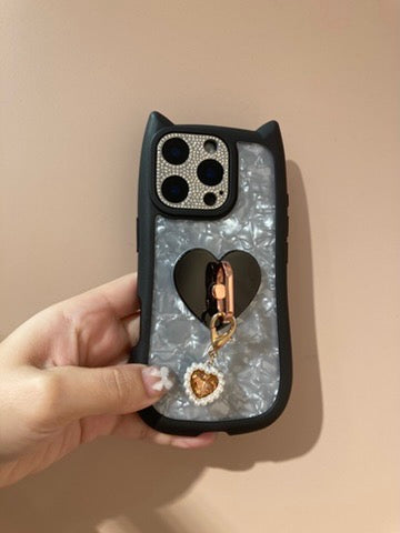 ネコミミグリップクリアケースカスタム