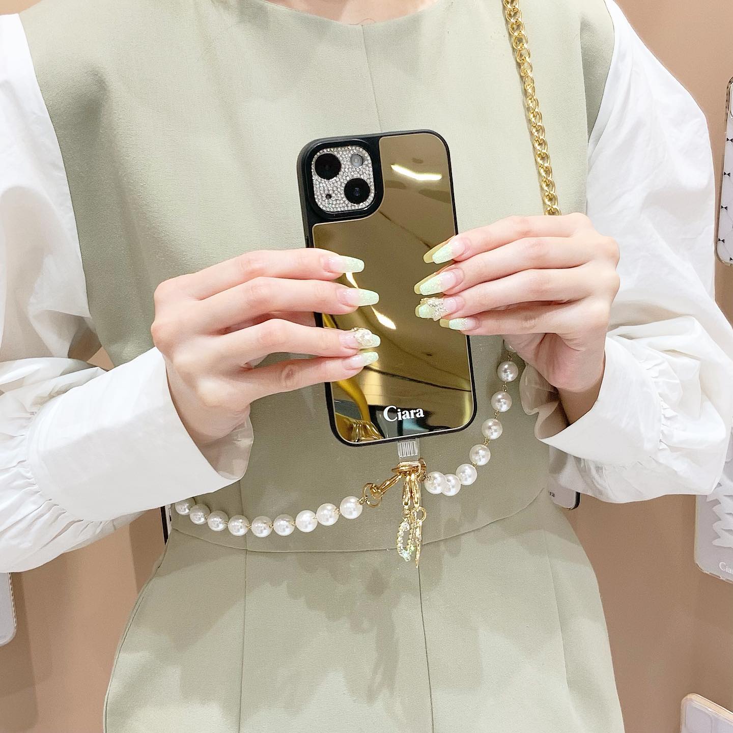 ストラップ】 ストラップ LONG LARGE PEARL CHAIN(ロングラージ