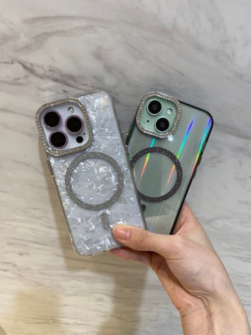 ビジューカメラフレームマグセーフクリアカスタム