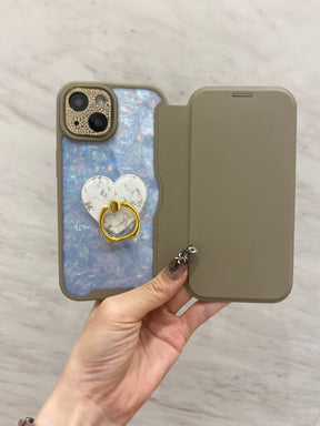 PUレザーフリップクリアケースカスタム