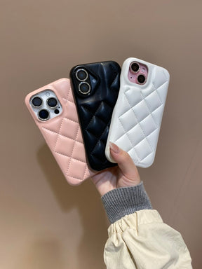 キルティングPUレザーロゴケース
