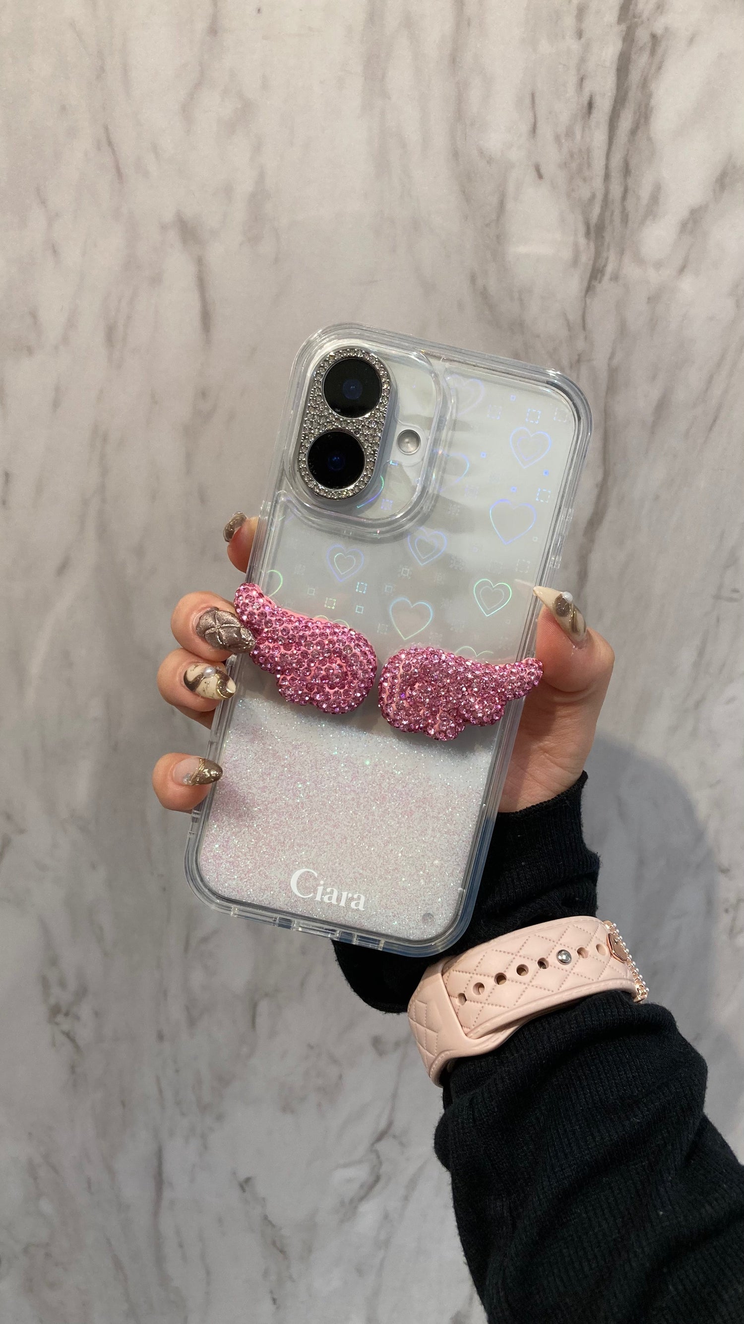 グリッターオイルロゴクリアケースカスタム