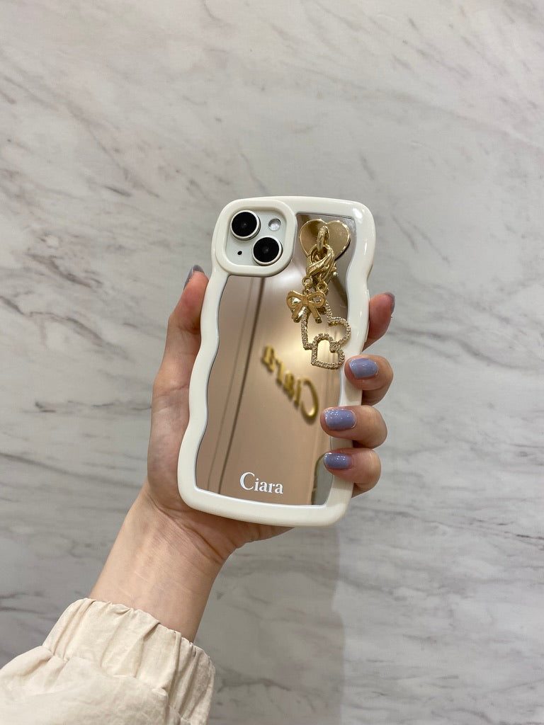 ホワイト ウェーブミラーロゴケースカスタム