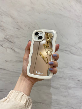 ホワイト ウェーブミラーロゴケースカスタム