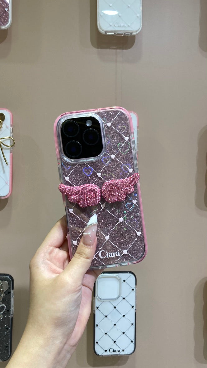 クッションバンパー 耐衝撃ハートキルティングクリアケースカスタム