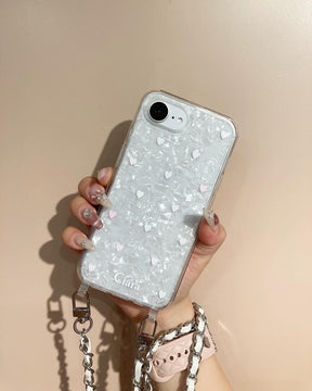 パステルハートストラップクリアケースカスタム