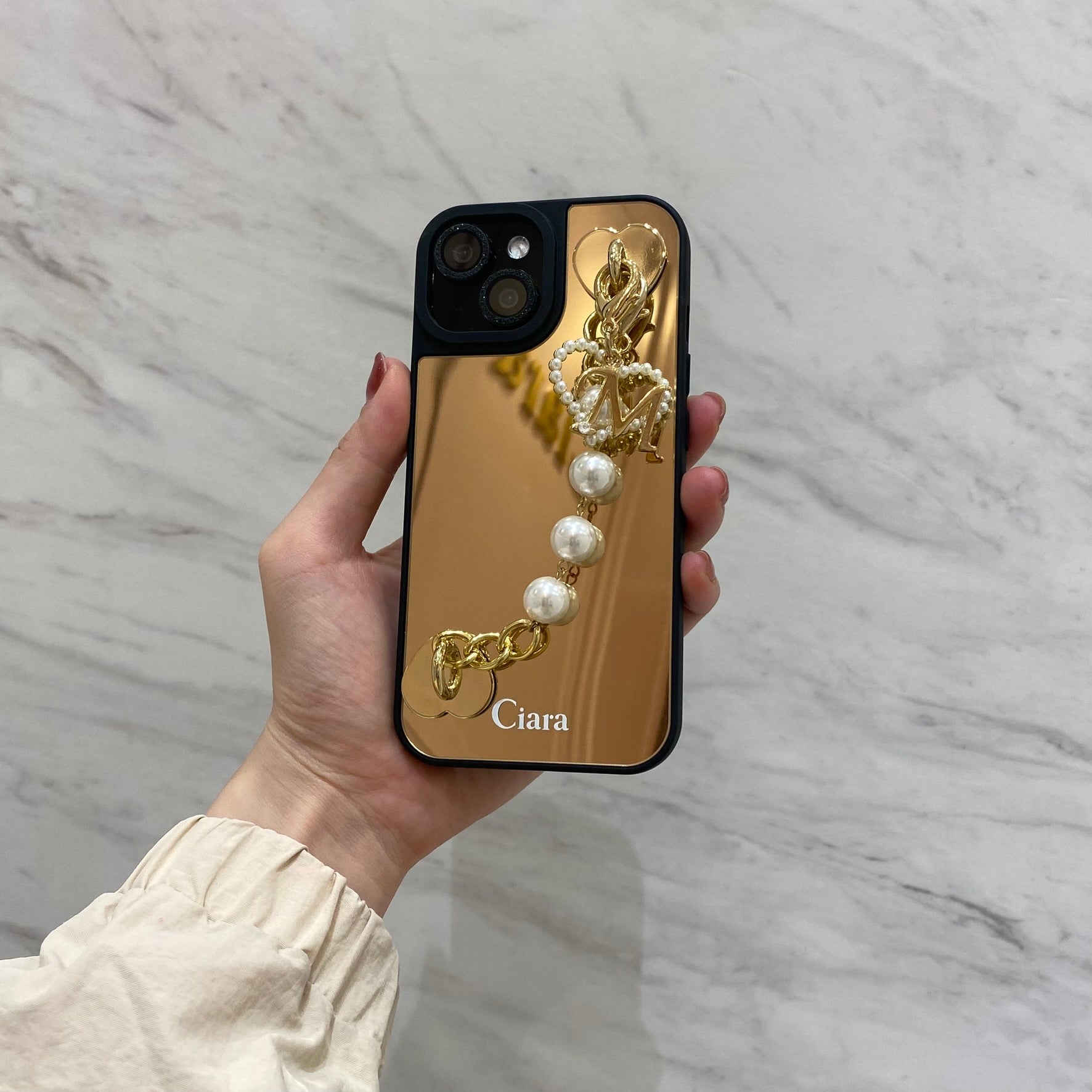 名前入れ♡3Dハート✨キラキラ✨リボンチャーム付き⭐︎クラウン⭐︎金箔♡iPhone 名前入れ♡3Dハート✨キラキラ✨リボンチャーム付き⭐︎クラウン