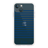 iPhone13mini クッションバンパー 耐衝撃クリアケース ボーダー ブルー