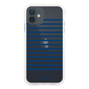 iPhoneXR クッションバンパー 耐衝撃クリアケース ボーダー ブルー