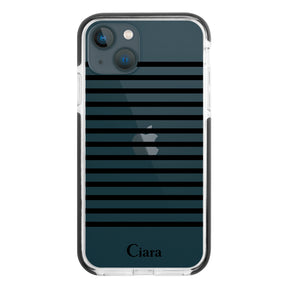 iPhone13mini クッションバンパー 耐衝撃クリアケース ボーダー ブラック