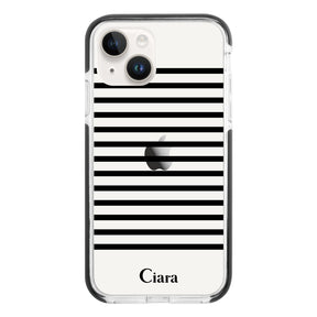 iPhone14 クッションバンパー 耐衝撃クリアケース ボーダー ブラック