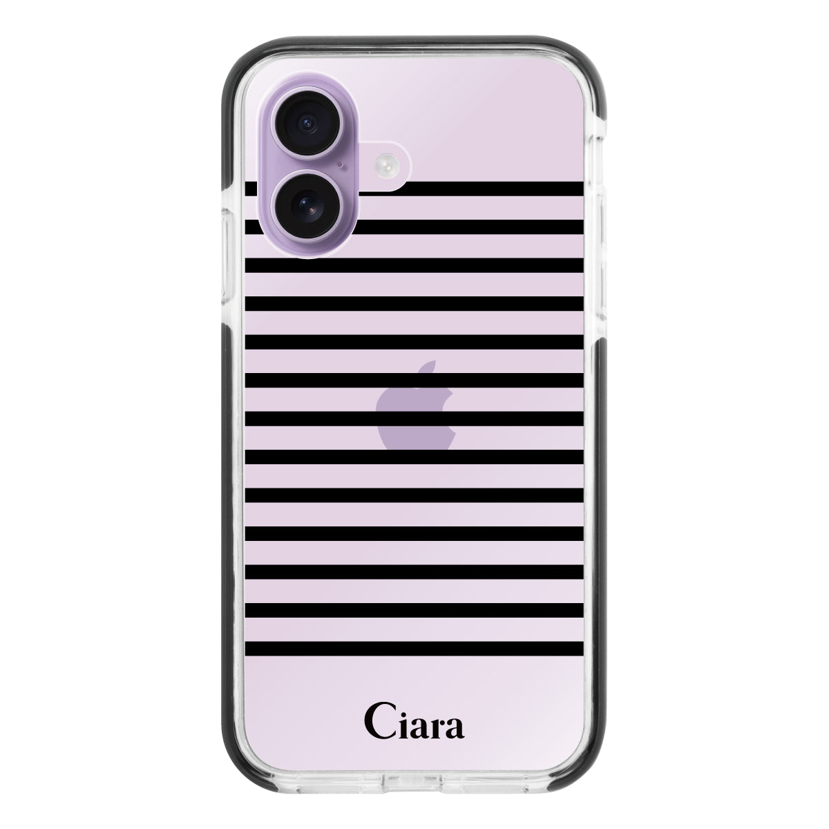 iPhone17 クッションバンパー 耐衝撃クリアケース ボーダー ブラック