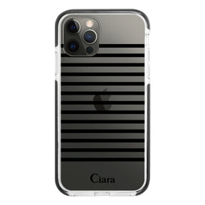 iPhoneX/XS クッションバンパー 耐衝撃クリアケース ボーダー ブラック