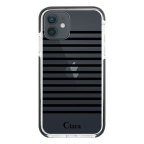 iPhoneXR クッションバンパー 耐衝撃クリアケース ボーダー ブラック