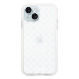 iPhone15Plus クッションバンパー 耐衝撃クリアケース ギンガム ホワイト