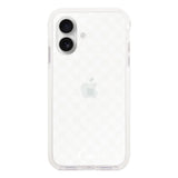 iPhone16 クッションバンパー 耐衝撃クリアケース ギンガム ホワイト