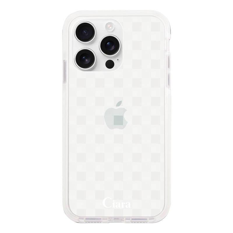 iPhoneケース クッションバンパー 耐衝撃クリアケース ギンガム