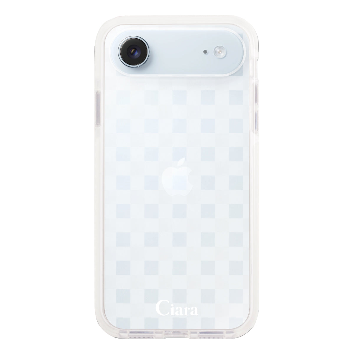 iPhoneAir クッションバンパー 耐衝撃クリアケース ギンガム ホワイト