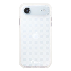 iPhoneAir クッションバンパー 耐衝撃クリアケース ギンガム ホワイト