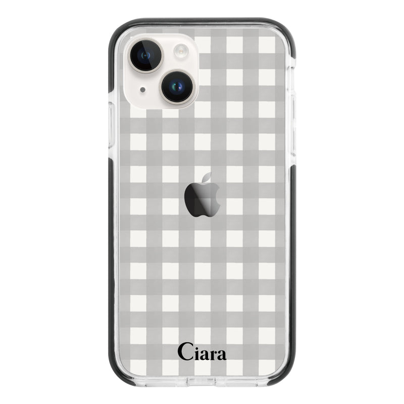 iPhoneケース クッションバンパー 耐衝撃クリアケース ギンガム