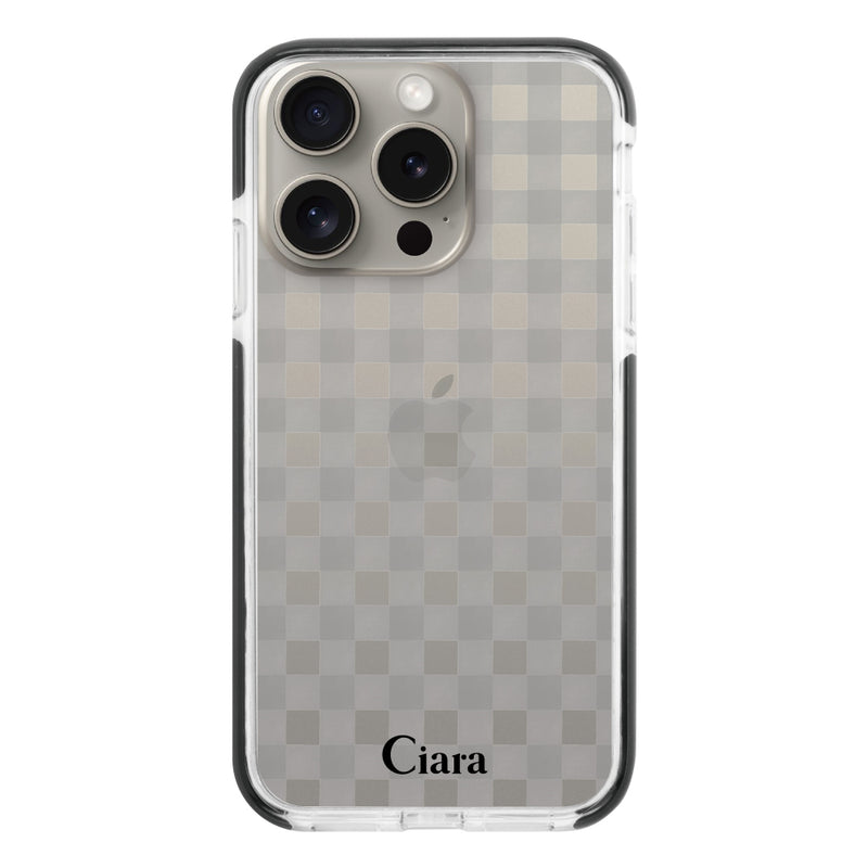 iPhoneケース クッションバンパー 耐衝撃クリアケース ギンガム
