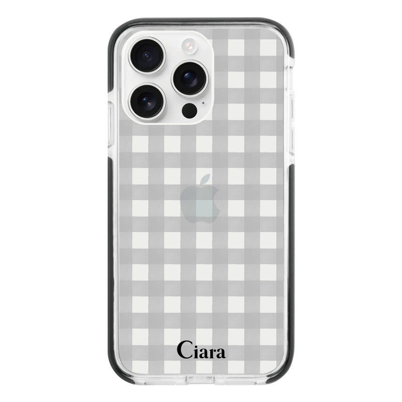 iPhoneケース クッションバンパー 耐衝撃クリアケース ギンガム