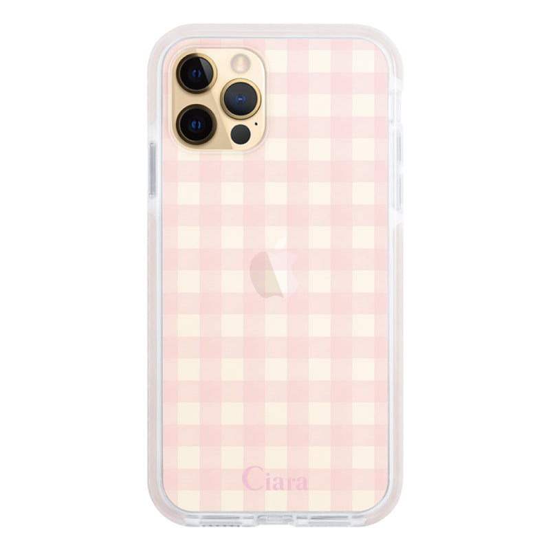 iPhoneケース クッションバンパー 耐衝撃クリアケース ギンガム