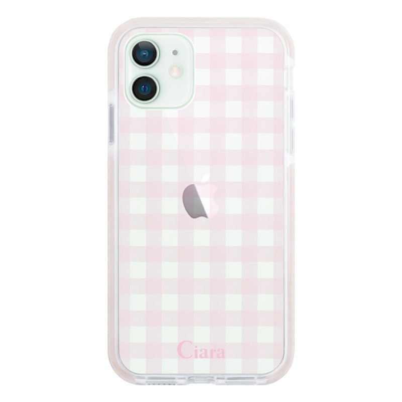 iPhoneケース クッションバンパー 耐衝撃クリアケース ギンガム