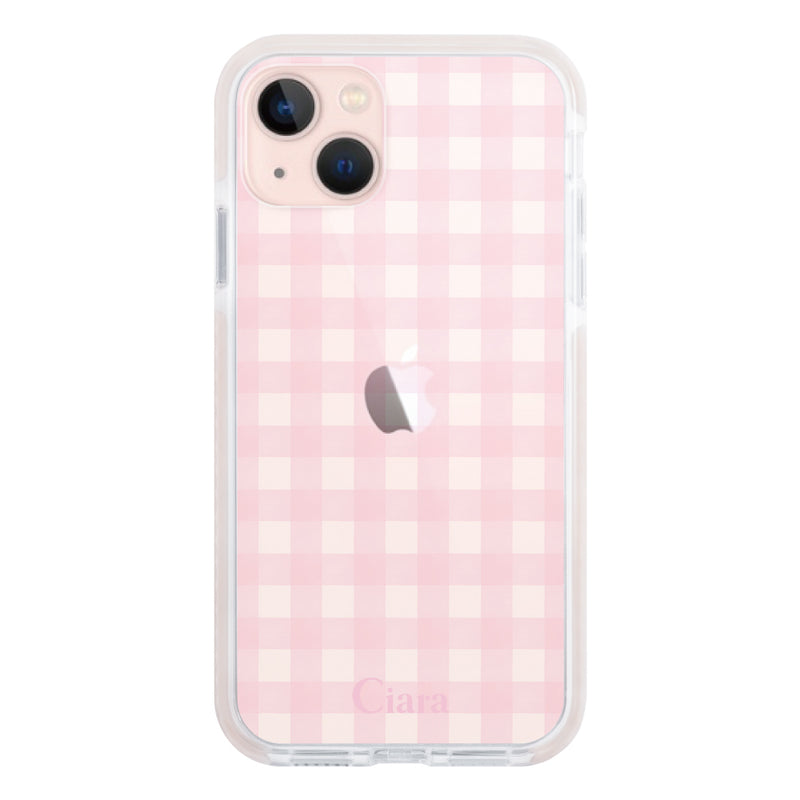 iPhoneケース クッションバンパー 耐衝撃クリアケース ギンガム