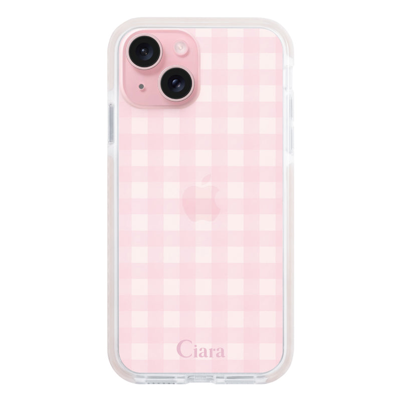 iPhoneケース クッションバンパー 耐衝撃クリアケース ギンガム