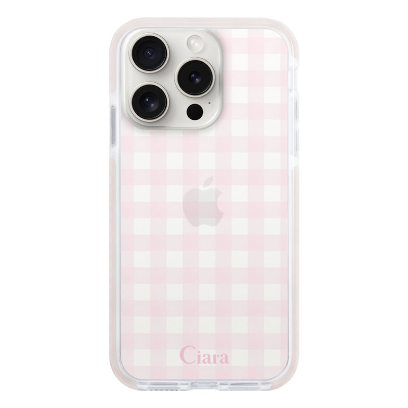 iPhoneケース クッションバンパー 耐衝撃クリアケース ギンガム