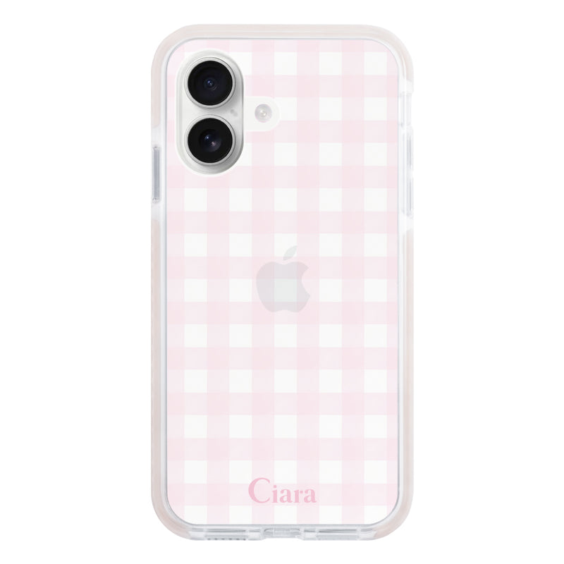 iPhoneケース クッションバンパー 耐衝撃クリアケース ギンガム
