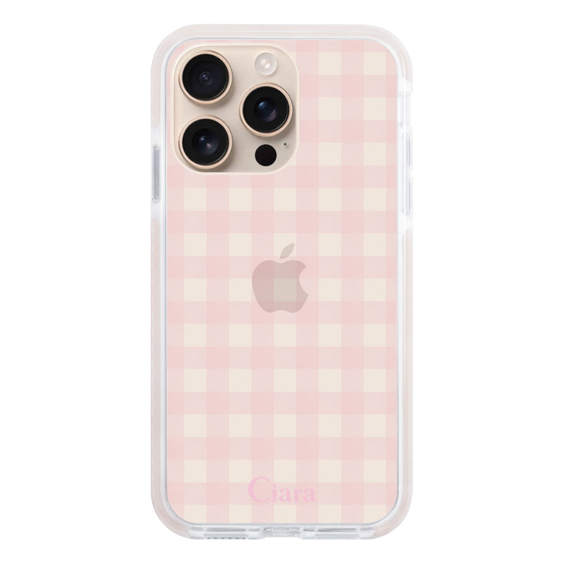 iPhoneケース クッションバンパー 耐衝撃クリアケース ギンガム