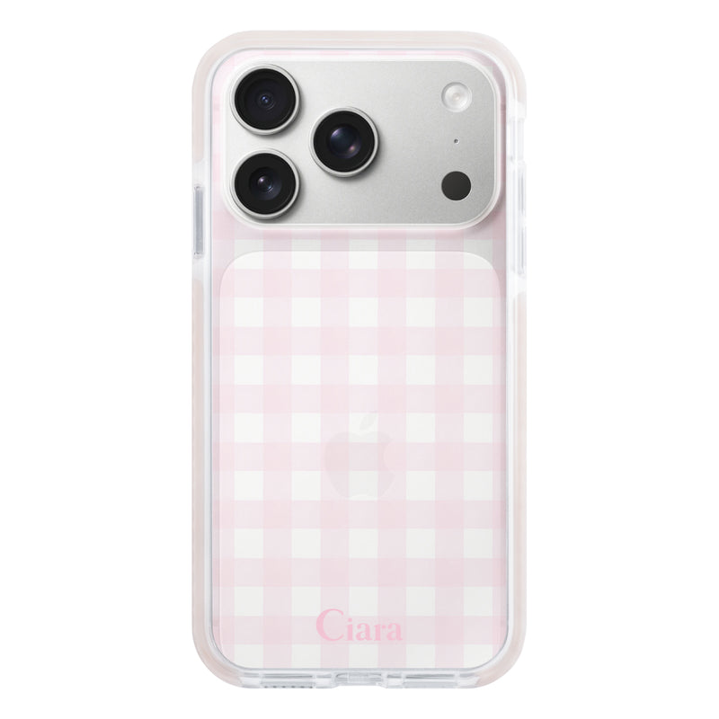 iPhoneケース クッションバンパー 耐衝撃クリアケース ギンガム