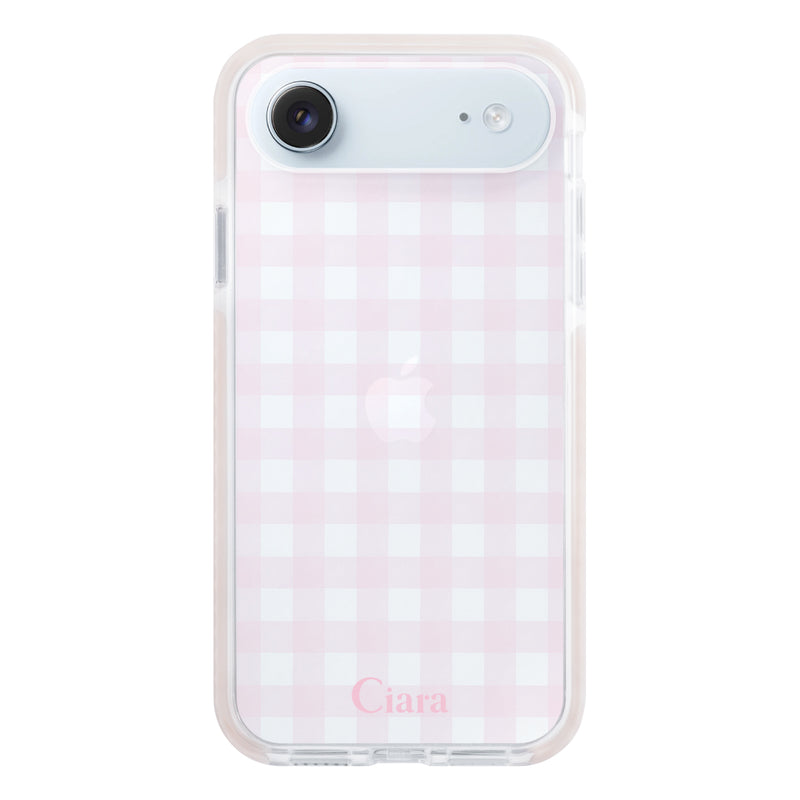 iPhoneケース クッションバンパー 耐衝撃クリアケース ギンガム