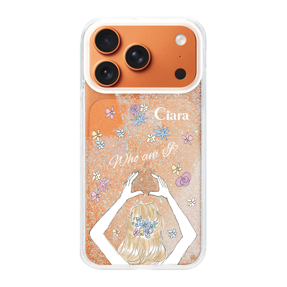 iPhone17ProMax グリッター オイルクリアケース バックショット ピンク