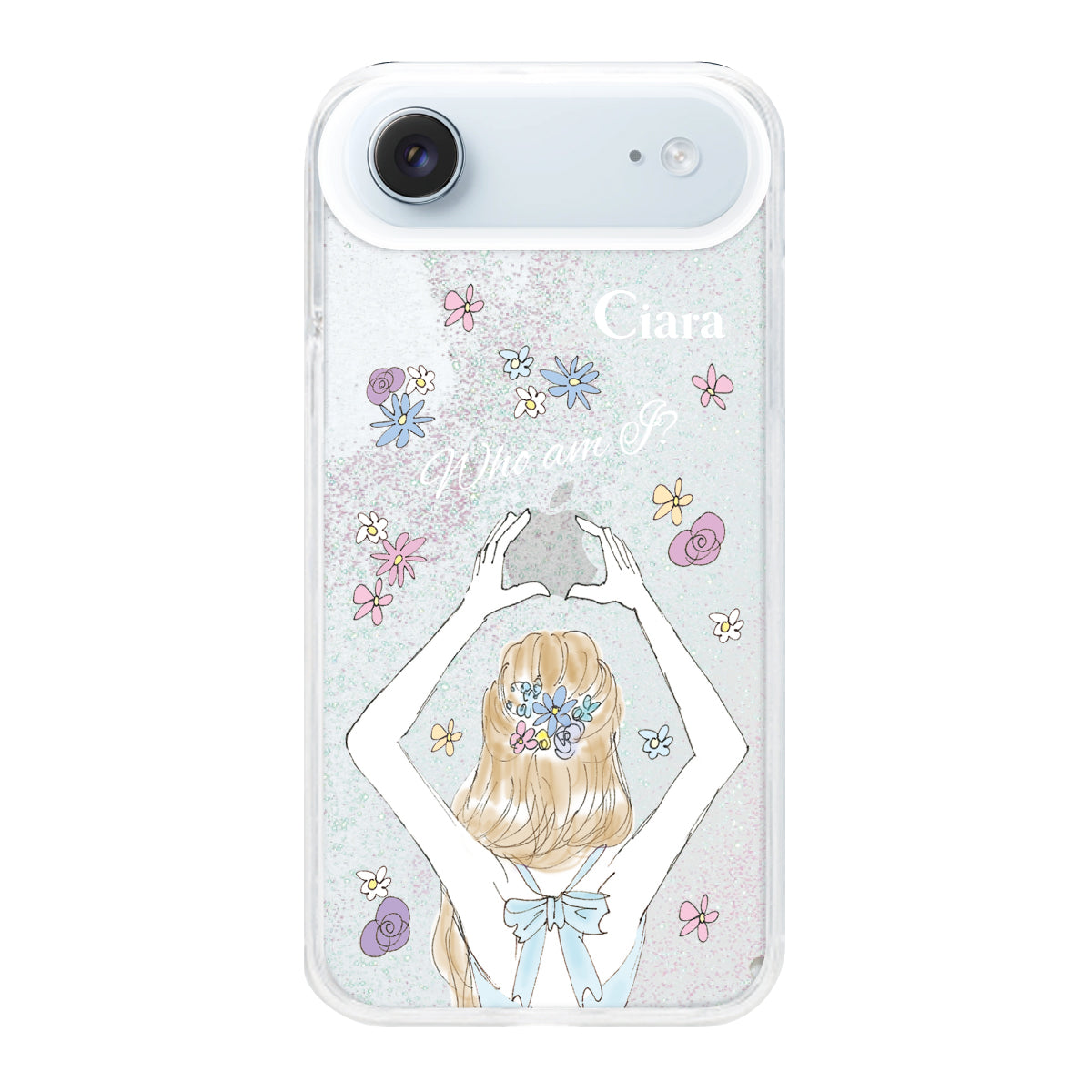 iPhoneAir グリッター オイルクリアケース バックショット ブルー