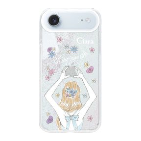 iPhoneAir グリッター オイルクリアケース バックショット ブルー