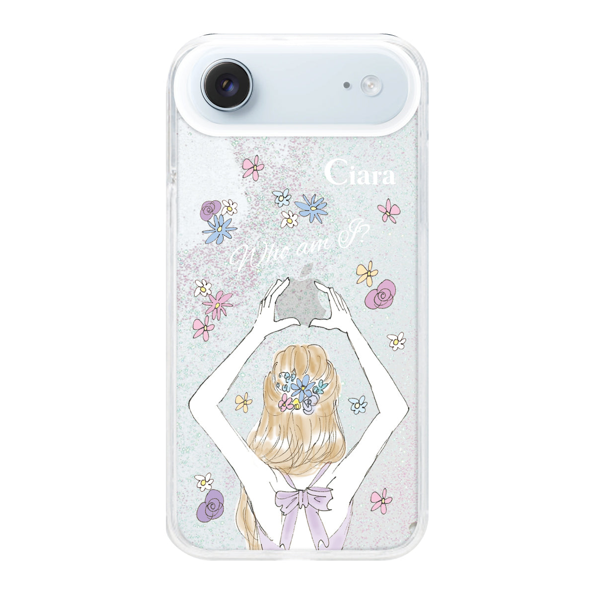 iPhoneAir グリッター オイルクリアケース バックショット パープル